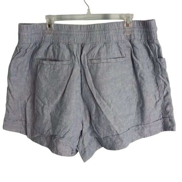 Athleta Size 18 Shorts Cabo Linen Womens Blue Drawstring Elastic Waist Pockets - Picture 2 of 6